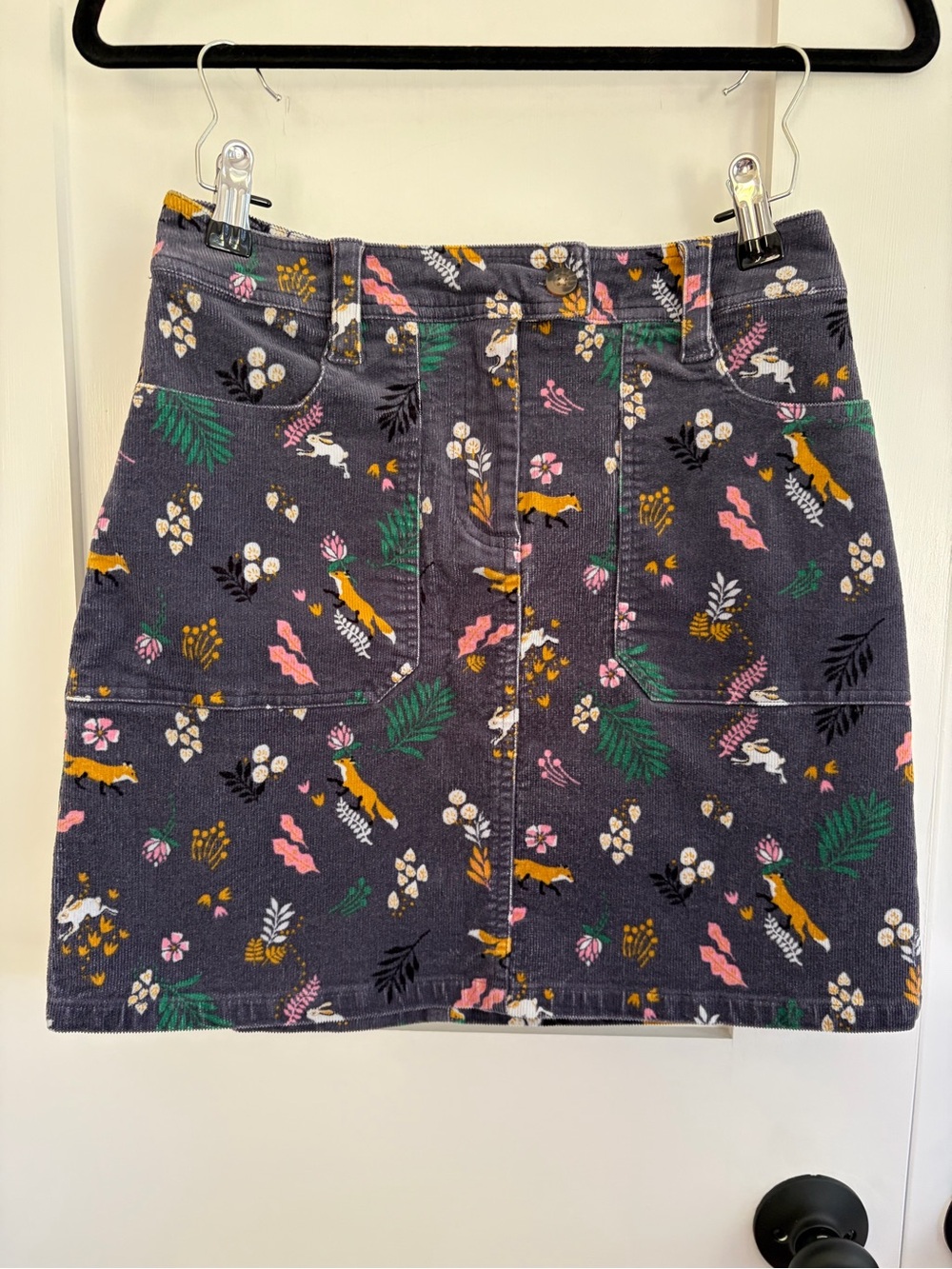 Boden Women’s Corduroy Skirt Fox and Hare Pattern Size 2P